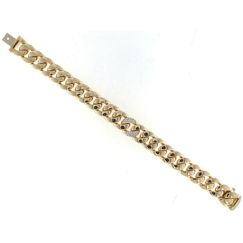 Ladies bracelets for beach days -18k Yellow Gold Oro Diamond Link Bracelet