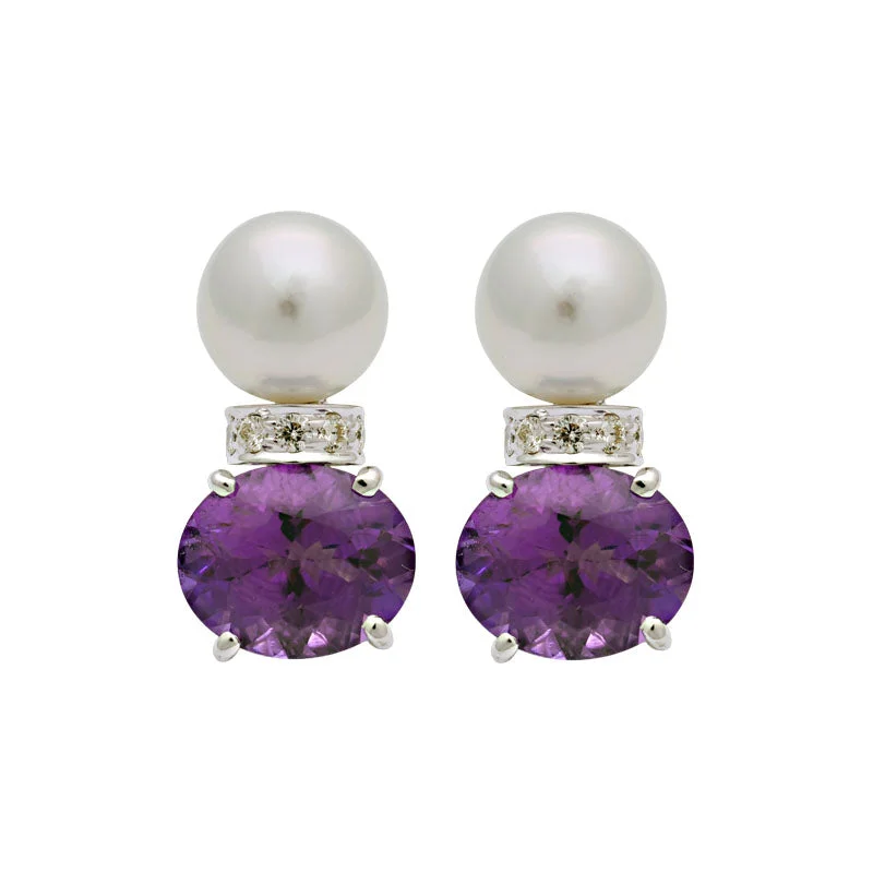 ladies-classic-teardrop-earrings-Earrings-Amethyst, South Sea Pearl and Diamond