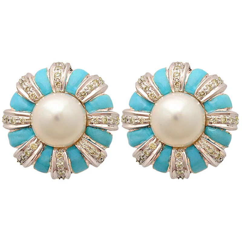 ladies-gemstone-chandelier-earrings-Earrings-South Sea Pearl and Diamond (Enamel)