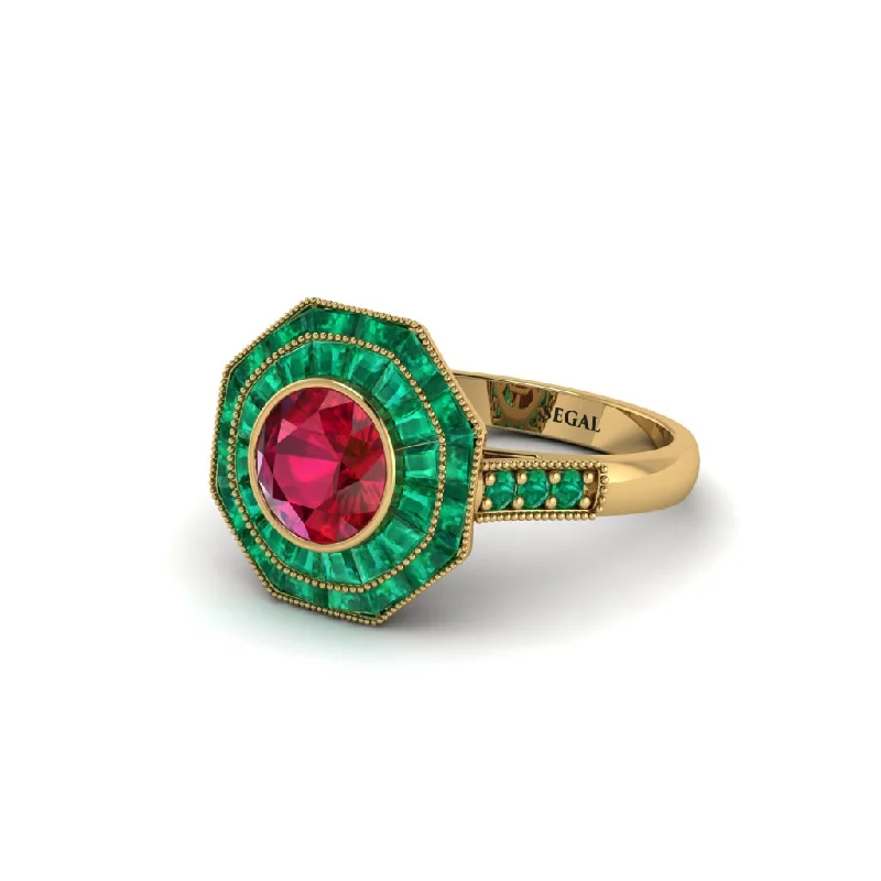 engagement-emerald-unique-ring-Ruby Radiant Majesty Engagement Ring - Francesca No. 25