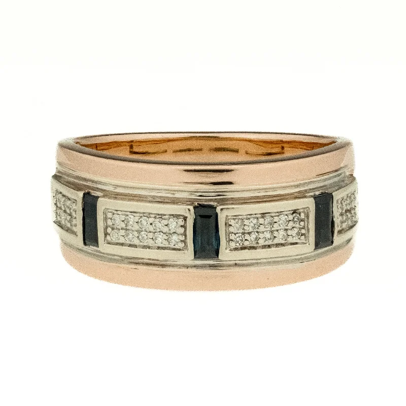 ladies-sapphire-eternity-rings-Rose Gold Sapphire and Diamond Accents Ring in 10K Two Tone Gold - Size 9.75