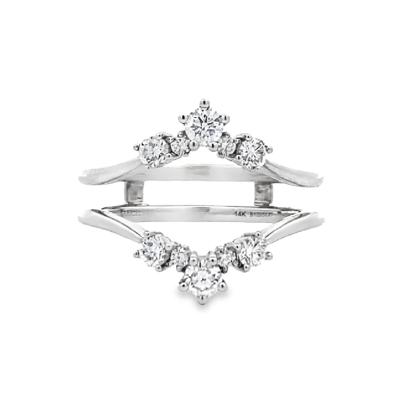 ladies-radiant-cut-platinum-rings-Round Diamond Ring Guard in White Gold by Gabriel NY