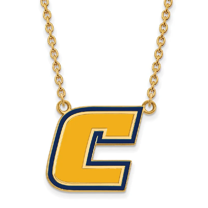 Ladies necklaces arched elegance -14k Gold Plated Silver U of Tenn at Chattanooga LG Enamel 'C' Necklace