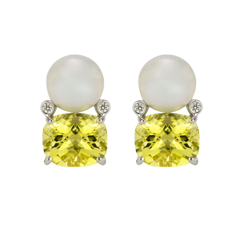 ladies-bohemian-bar-earrings-Repair - Earrings - South Sea Pearl, Lemon Quartz And Diamond (314DS)