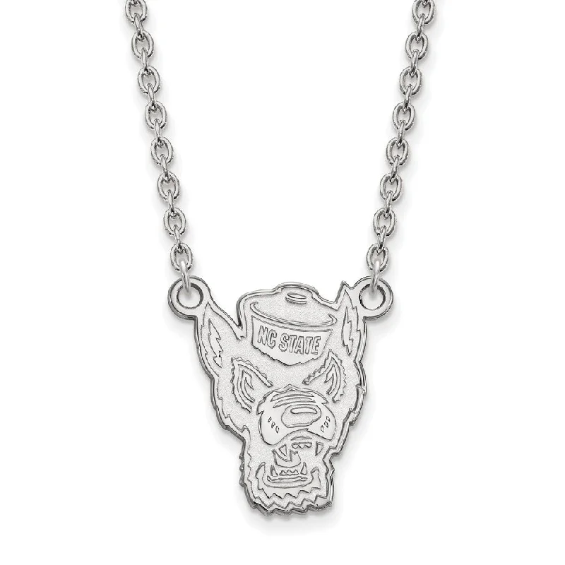 Ladies necklaces thick elegance -Sterling Silver North Carolina Large Mascot Pendant Necklace