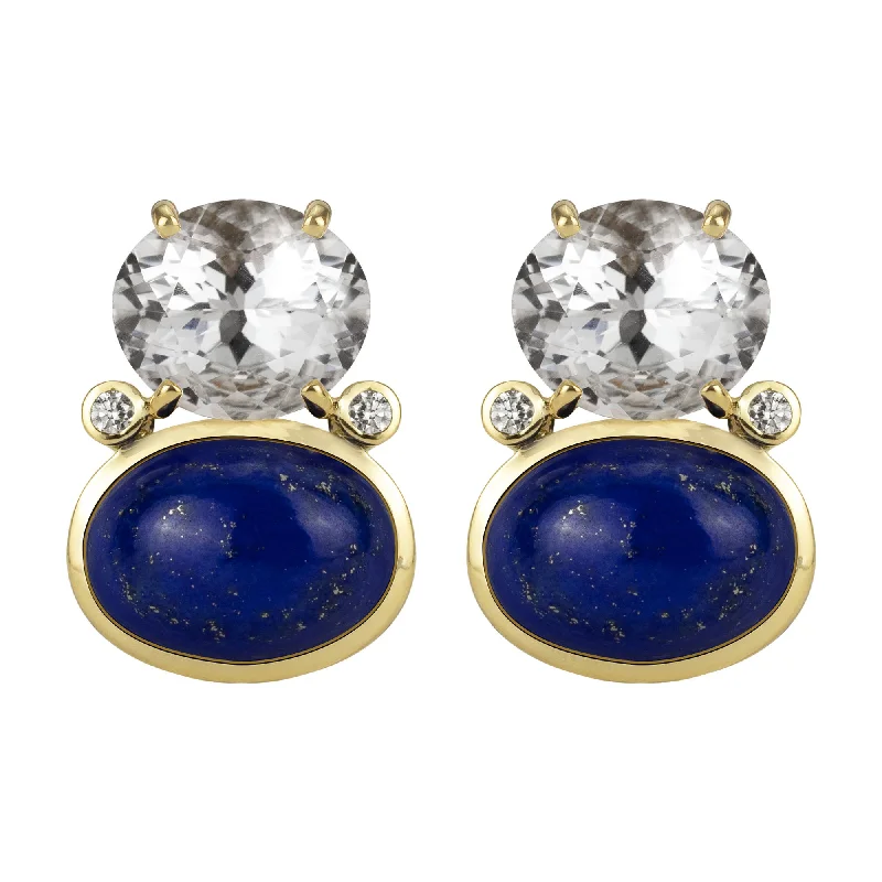 ladies-custom-rose-gold-earrings-Earrings - Crystal, Lapis Lazuli And Diamond (2343E)