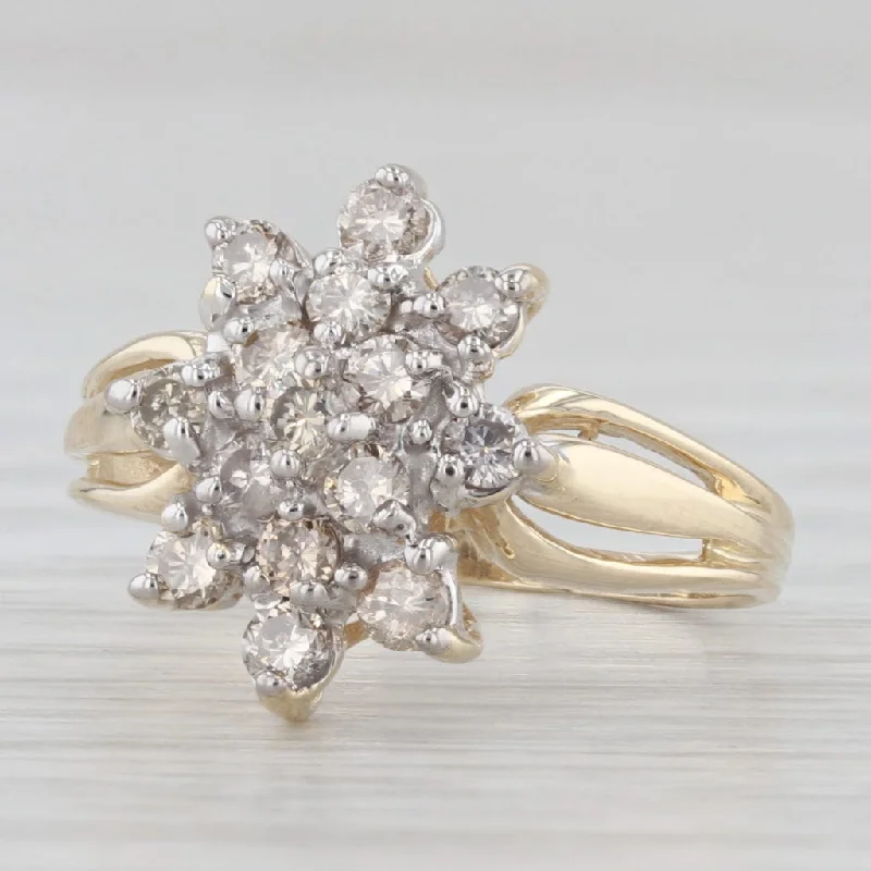 engagement-infinity-gold-ring-0.45ctw Diamond Cluster Ring 10k Yellow Gold Size 3.75 Engagement