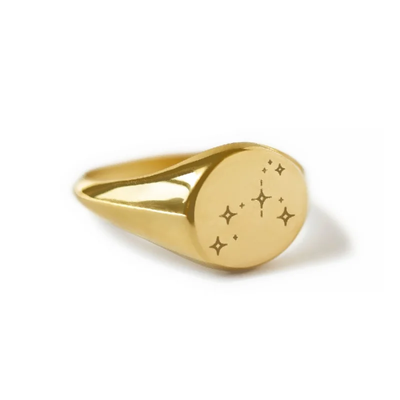 ladies-silver-three-stone-rings-Constellation Signet Ring