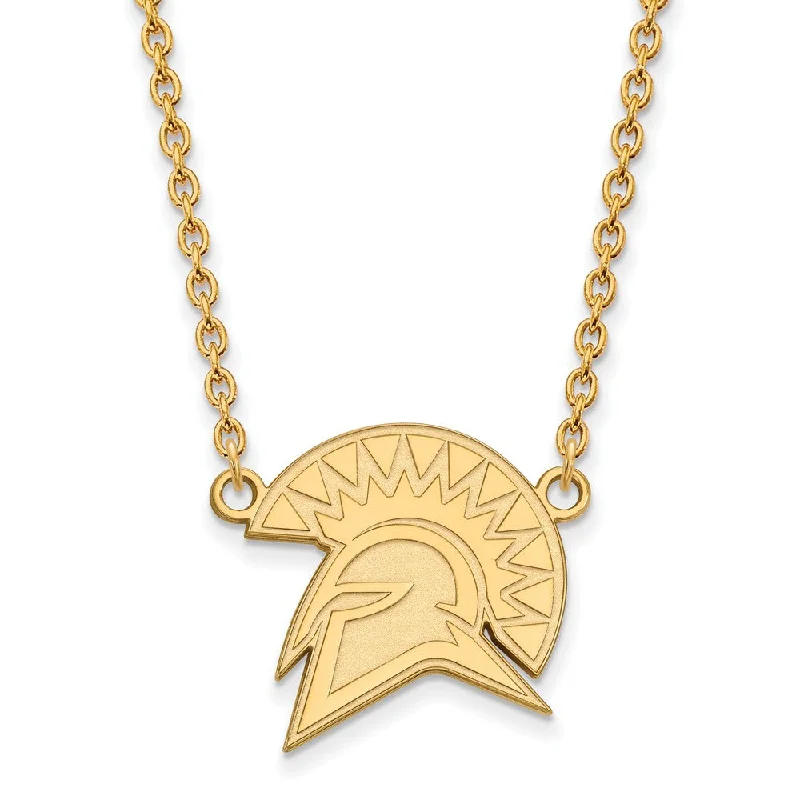 Ladies necklaces for layered looks -14k Yellow Gold San Jose State Large Pendant Necklace