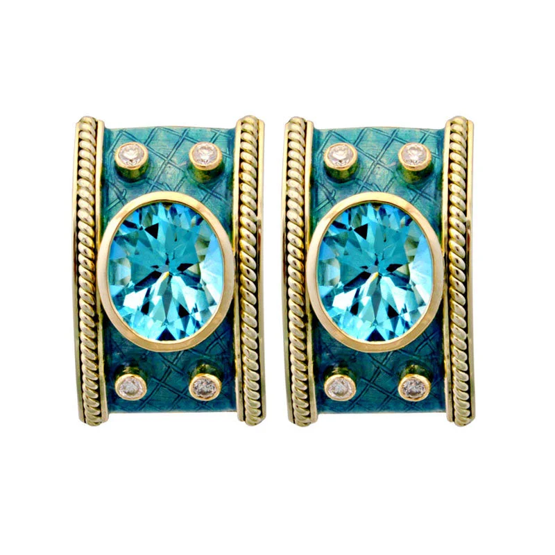 ladies-vintage-diamond-earrings-Earrings-Blue Topaz and Diamond (Enamel)