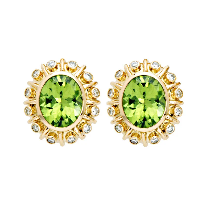 ladies-gift-dangle-earrings-Earrings-Peridot and Diamond