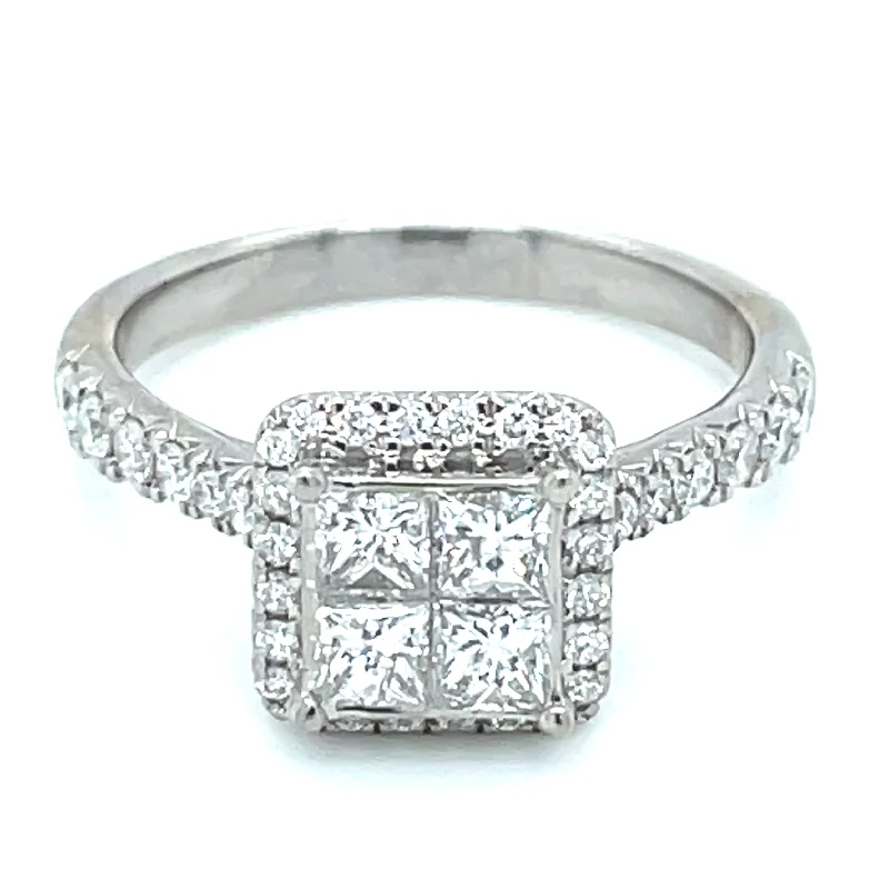 engagement-asscher-cut-gold-ring-Pre-Owned 14k White and Rose Gold Diamond Engagement Ring