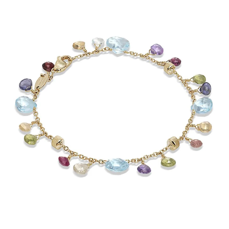 Ladies bracelets with flare charms -Blue Topaz and Mixed Gemstone Single Strand Bracelet