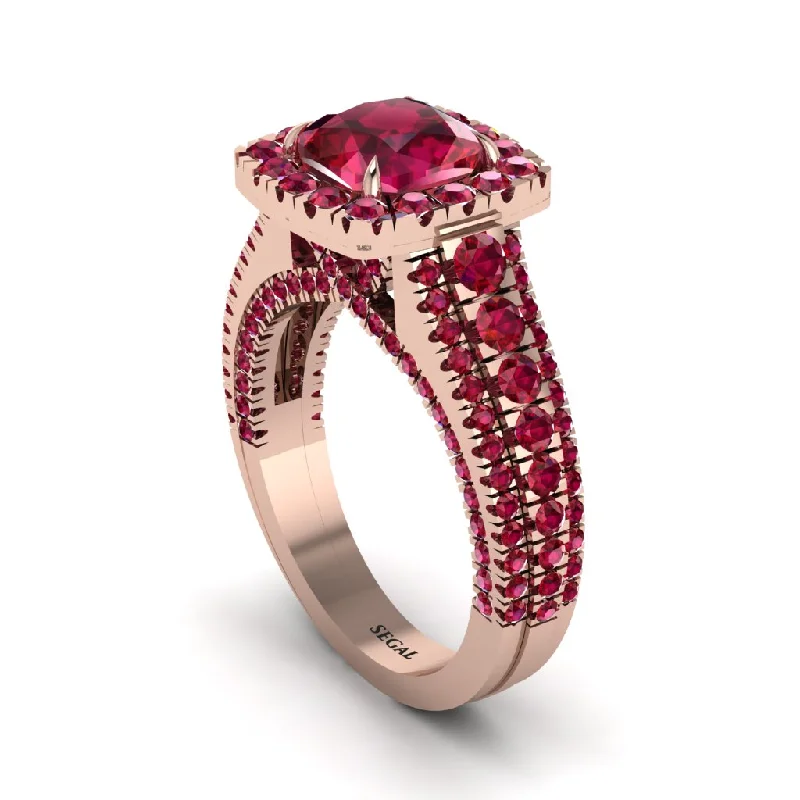 engagement-rose-gold-twist-ring-Cushion Cut Ruby Eternal Splendor Engagement Ring - Lorelei No. 56