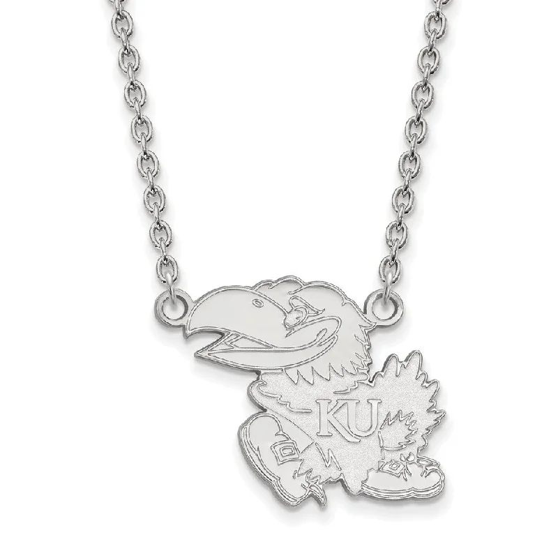 Ladies necklaces for getaways -14k White Gold U of Kansas Large Jayhawk Pendant Necklace