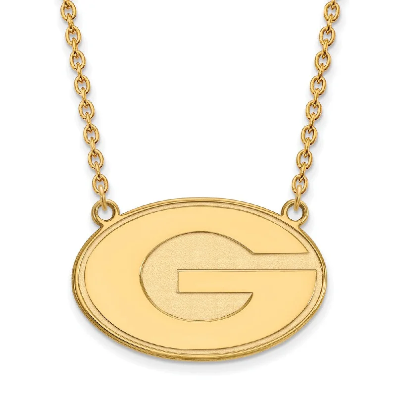 Ladies necklaces for journeys -10k Yellow Gold U of Georgia Large Disc Pendant Necklace