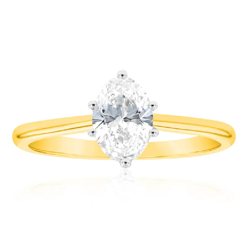 engagement-white-gold-cluster-ring-Luminesce Lab Grown 14ct Yellow Gold 1 Carat Solitaire Engagement Ring