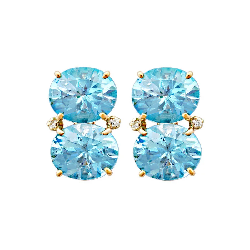 ladies-gold-bar-earrings-Earrings-Blue Topaz and Diamond