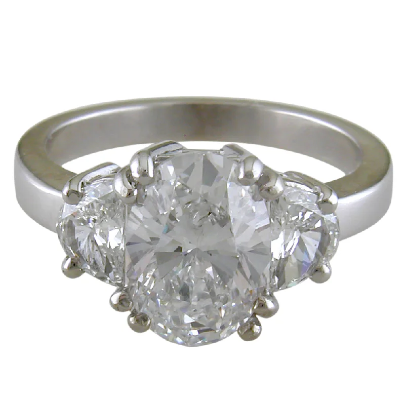 engagement-custom-silver-ring-Oval Brilliant 2.82 Carat Diamond with Half Moon Side Diamonds White Gold Engagement Ring