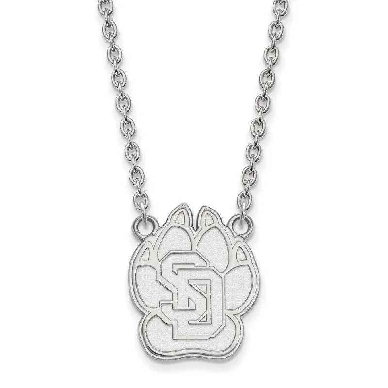 Ladies necklaces stylish chains -10k White Gold South Dakota Lg Logo Pendant Necklace