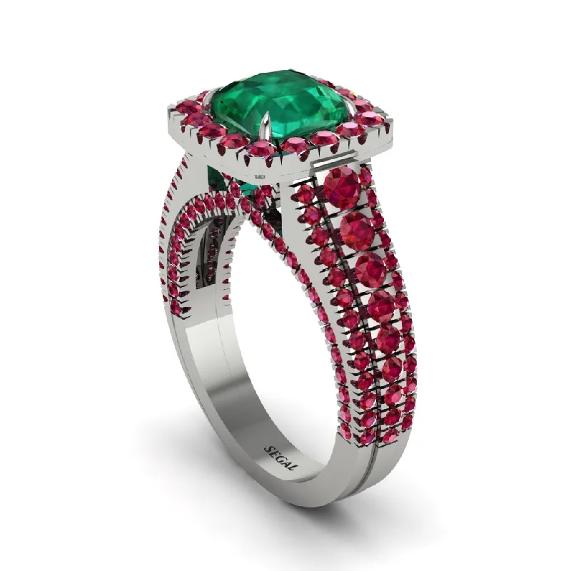 engagement-elegant-emerald-ring-Cushion Cut Emerald Eternal Splendor Engagement Ring - Lorelei No. 51