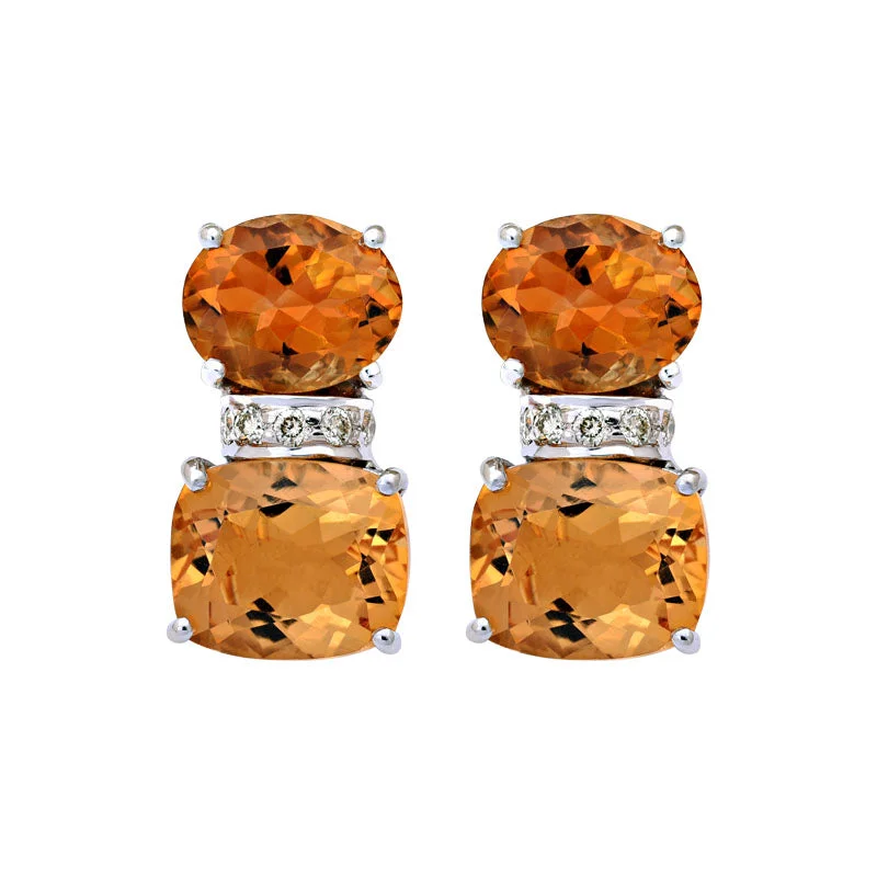 ladies-gift-diamond-earrings-Earrings-Citrine and Diamond