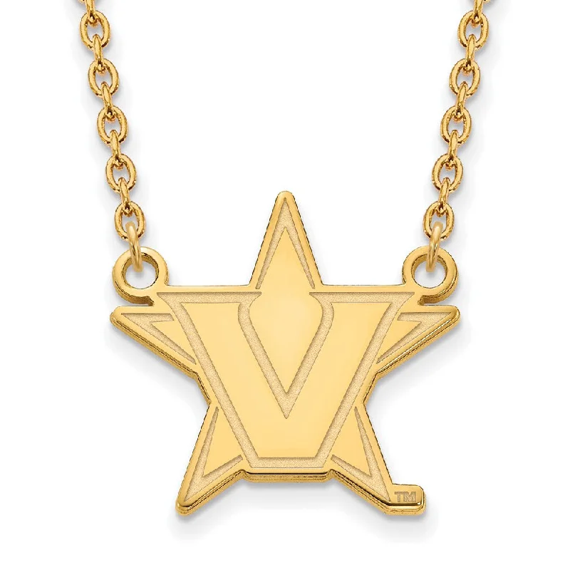 Ladies necklaces ornate designs -14k Yellow Gold Vanderbilt U Large Pendant Necklace