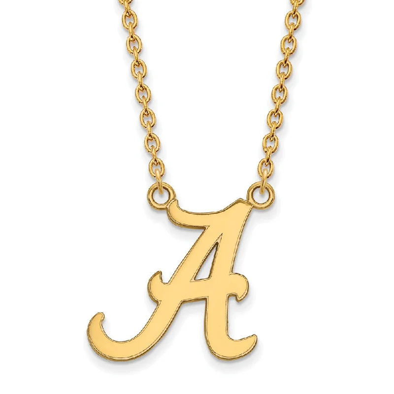 Ladies necklaces for actors -14k Gold Plated Silver U of Alabama Large Initial A Pendant Necklace