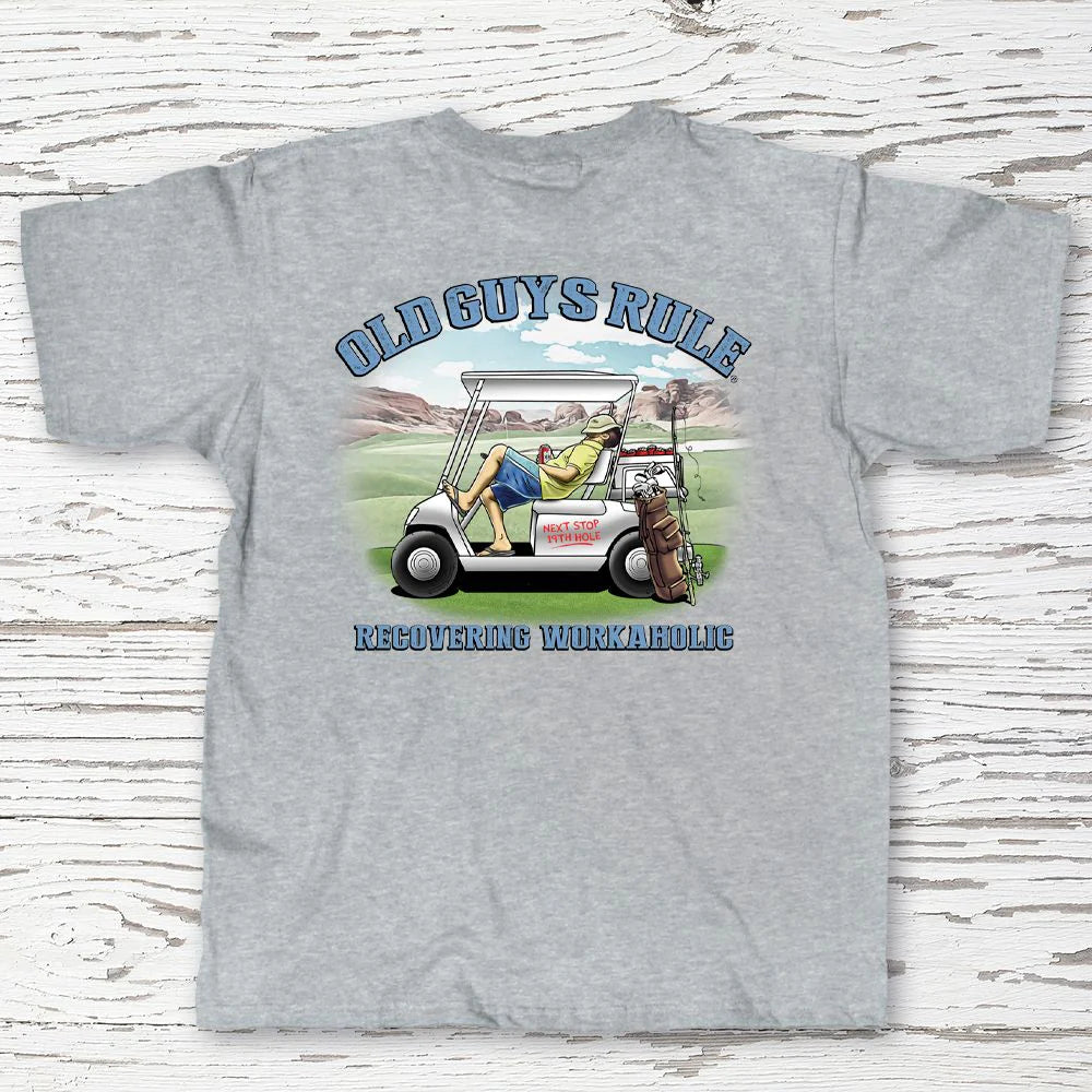 ladies-minimalist-emerald-rings-Old Guys Rule T-Shirt Gray Golf Cart Recovering Workaholic