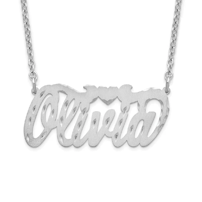 Ladies necklaces for gatherings -Personalized Satin, Diamond-Cut Large Name Necklace