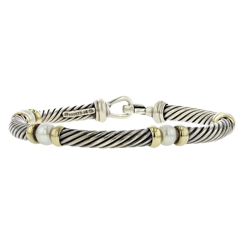 Ladies bracelets with glow charms -David Yurman Pearl 5 Section Cable Classic Bracelet