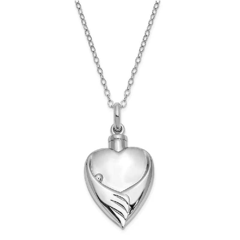 Ladies necklaces fun strands -Sterling Silver Forever My Baby Heart Ash Holder Necklace, 18 Inch