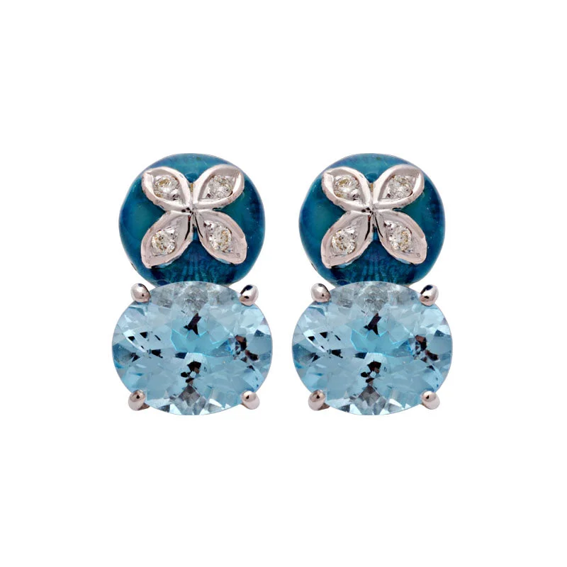 ladies-unique-diamond-earrings-Earrings-Blue Topaz and Diamond (Enamel)