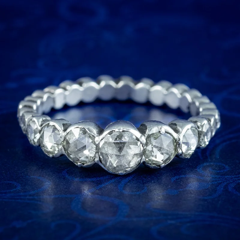 Antique Georgian Rose Cut Diamond Eternity Ring 2.2ct Total