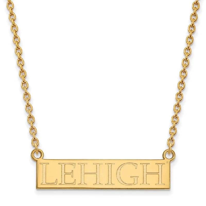 Ladies necklaces for grand celebrations -14k Gold Plated Silver Lehigh U Large Pendant Necklace