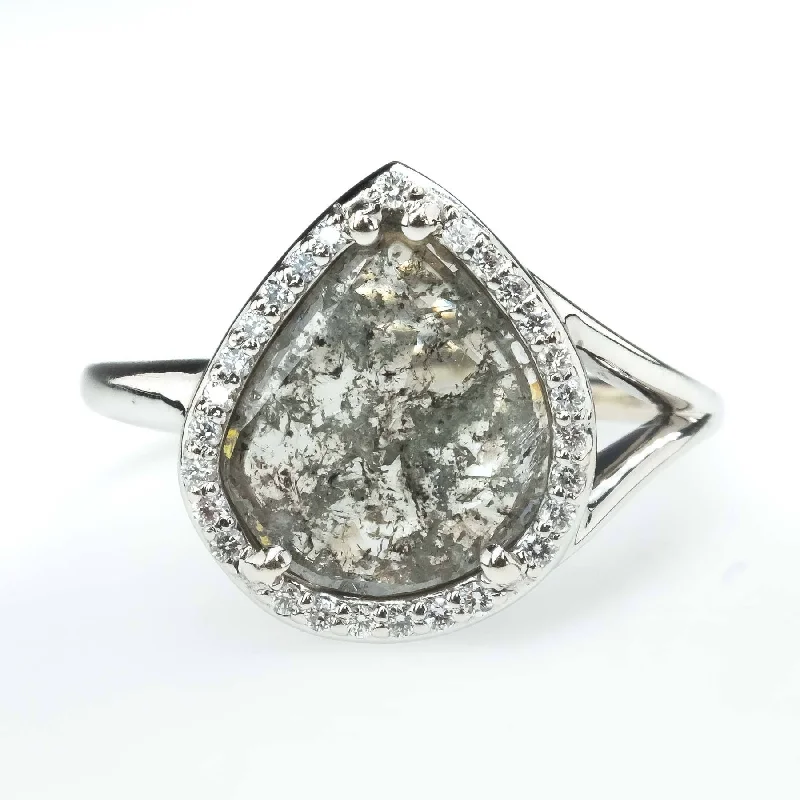 ladies-silver-classic-rings-1.16ctw Diamond Slice with Diamond Accents Halo Ring in 14K White Gold