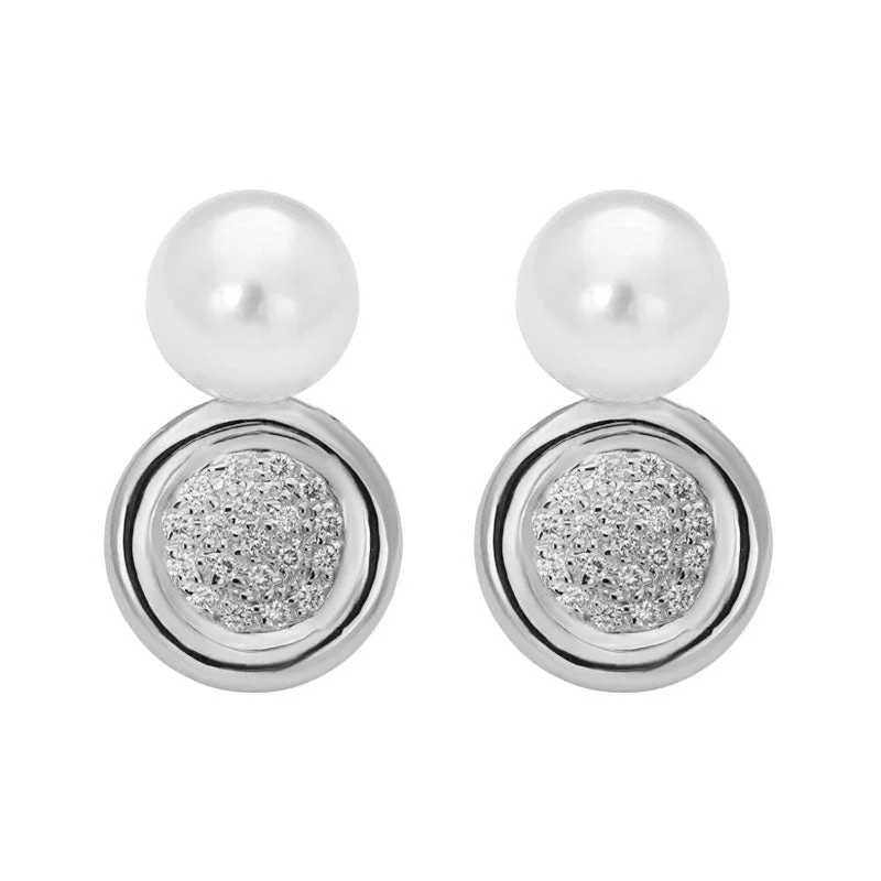 ladies-diamond-thread-earrings-Earrings- S.s. Pearl And Diamond (241GS)