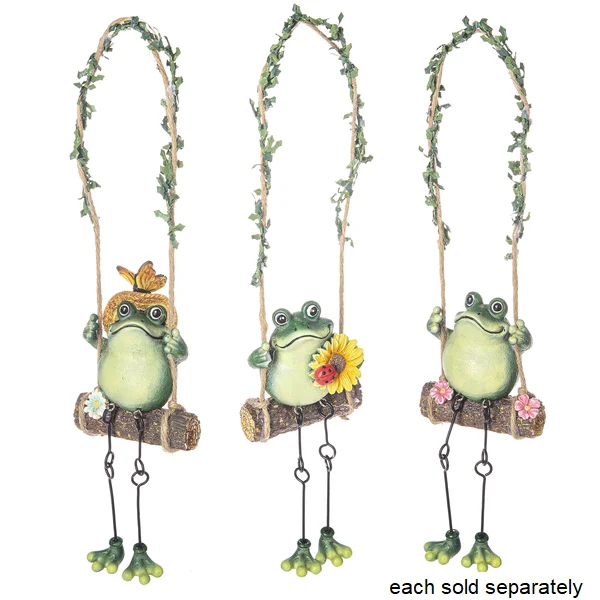 ladies-ruby-unique-rings-Frog on Log Swing into Spring Ornament