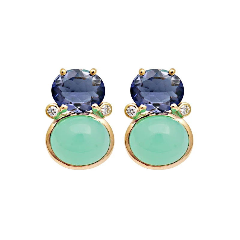 ladies-star-gold-earrings-Earrings-Iolite, Chrysoprase and Diamond