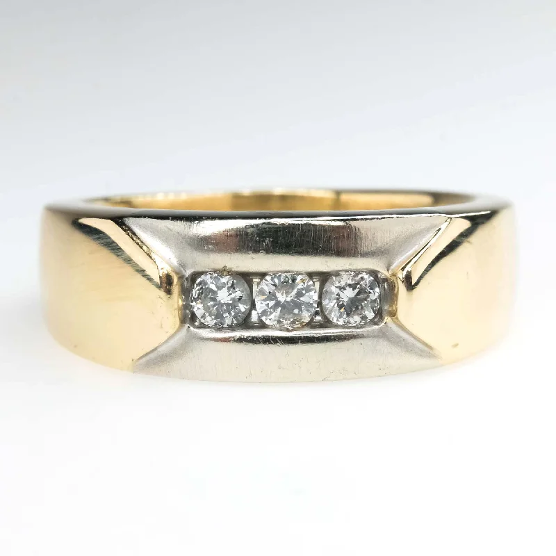 ladies-princess-cut-diamond-rings-Round Diamond Channel Ring Band in 10K Two Tone Gold