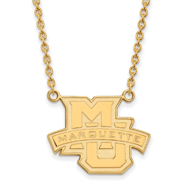 Ladies necklaces for night glamour -14k Yellow Gold Marquette U Large Pendant Necklace