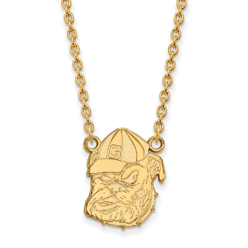 Ladies necklaces with tide pendants -10k Yellow Gold U of Georgia Large Bulldog Pendant Necklace