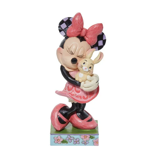 ladies-name-pearl-rings-Jim Shore Disney Sweet Spring Snuggle Minnie Holding Bunny Figurine