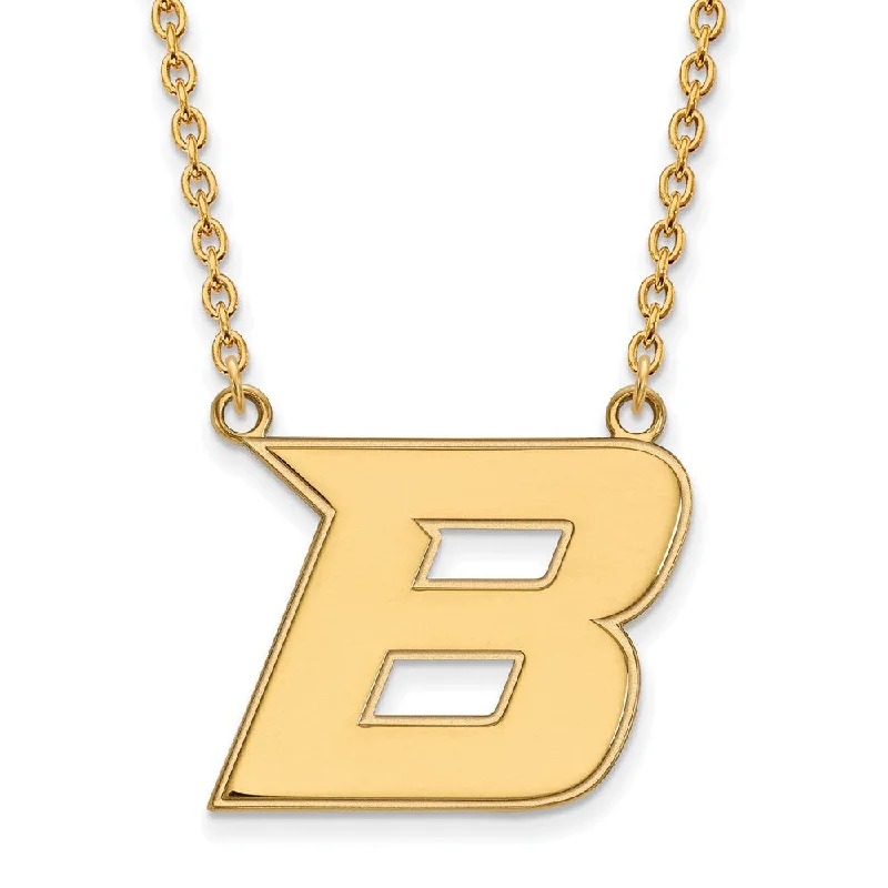 Ladies necklaces with amber tiger’s eye -14k Gold Plated Silver Boise State Large Initial B Necklace, 18 Inch