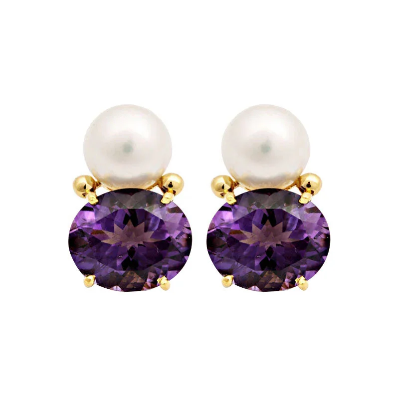 ladies-bridal-thread-earrings-Earrings-Amethyst and South Sea Pearl