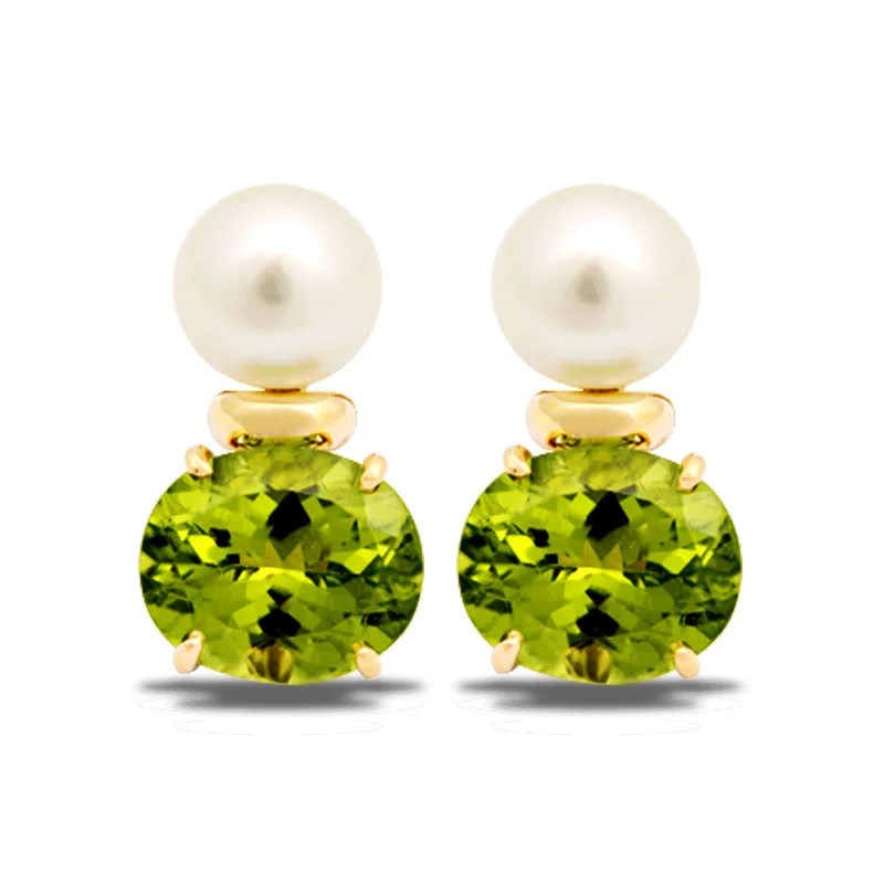 ladies-bohemian-pearl-earrings-Earrings-Peridot and South Sea Pearl