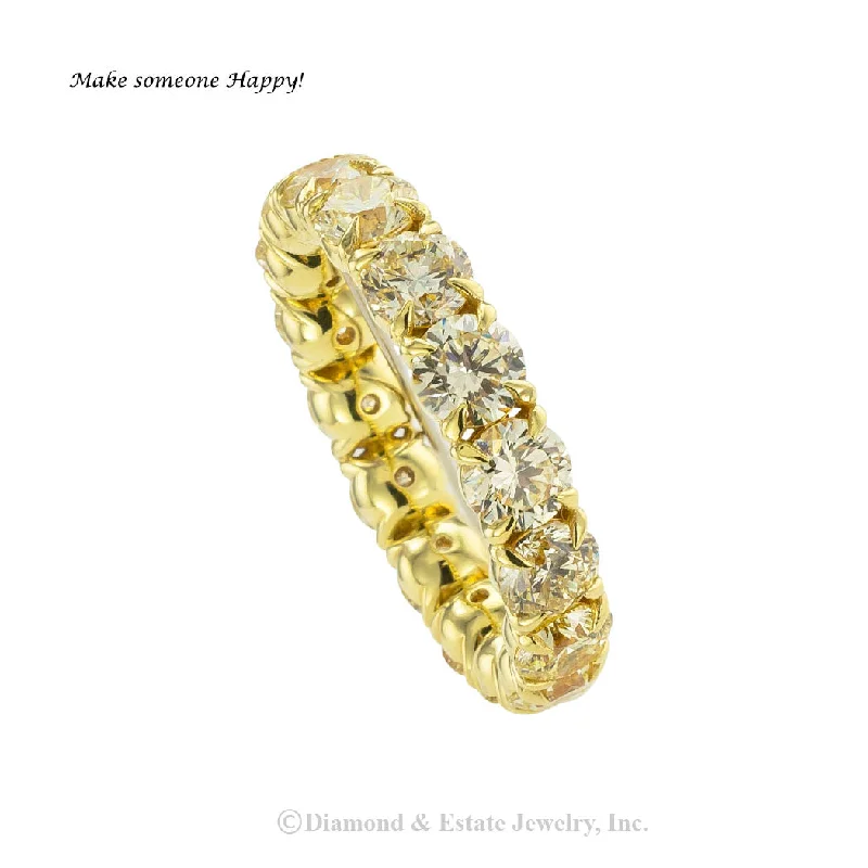 ladies-initial-silver-rings-Color Diamond Yellow Gold Eternity Ring Size 8.5