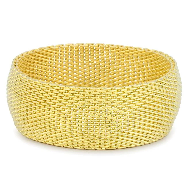 Ladies bracelets with sea aquamarine -Monaco Gold Mesh Wide Bangle Bracelet | Gold