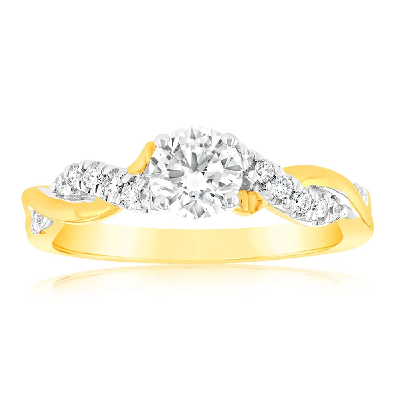 engagement-marquise-cut-platinum-ring-Luminesce Lab Grown 3/4 Carat Diamond Engagement Ring in 9ct Yellow Gold