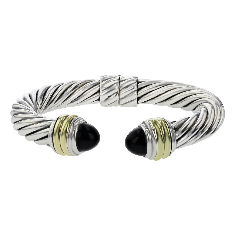 Ladies bracelets with rose opal -David Yurman Cable Classic Bracelet with Black Onyx and 14K Yellow Gold